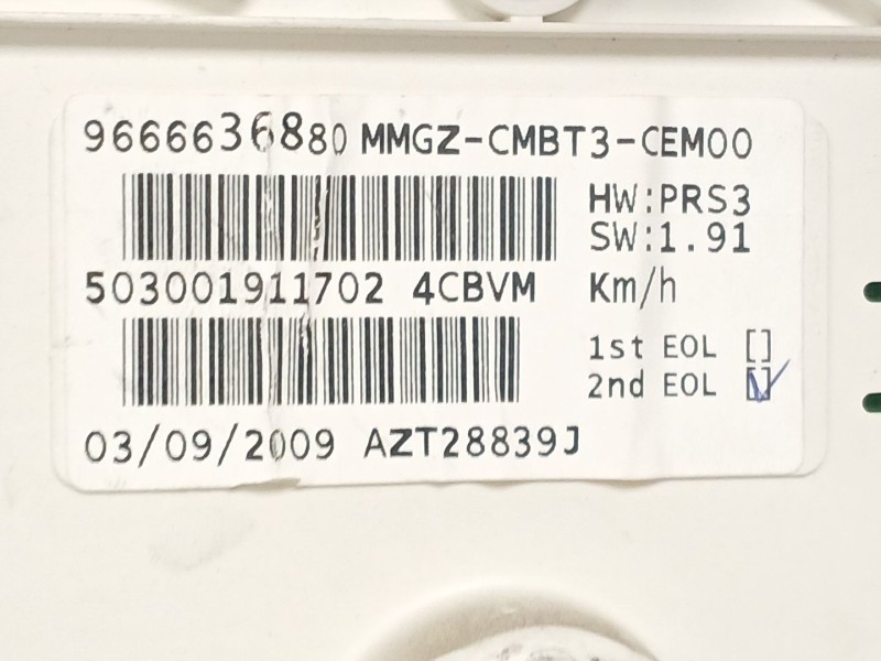Recambio de cuadro instrumentos para peugeot 206+ básico referencia OEM IAM 9666636880 MMGZCMBT3CEM00 503001911702