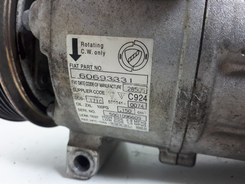 Recambio de compresor aire acondicionado para alfa romeo 159 (140) 1,9 jtdm 8v sport referencia OEM IAM 60693331   Recambio de compresor aire acondicionado para alfa romeo 159 (140) 1,9 jtdm 8v sport referencia OEM IAM 60693331