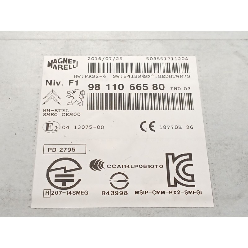 Recambio de sistema audio / radio cd para peugeot 208 i (ca_, cc_) 1.6 hdi / bluehdi 75 referencia OEM IAM 9811066580  