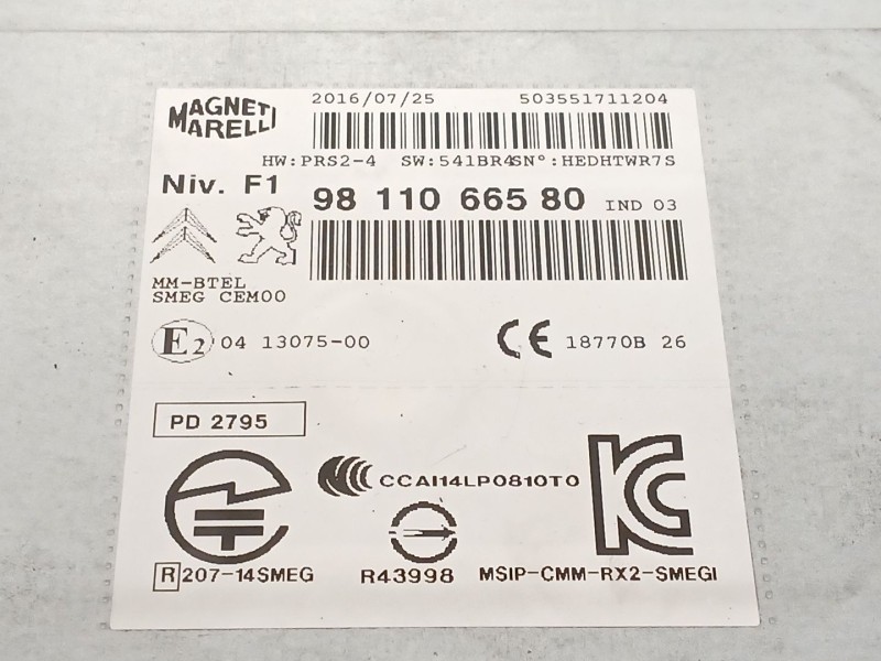 Recambio de sistema audio / radio cd para peugeot 208 i (ca_, cc_) 1.6 hdi / bluehdi 75 referencia OEM IAM 9811066580  