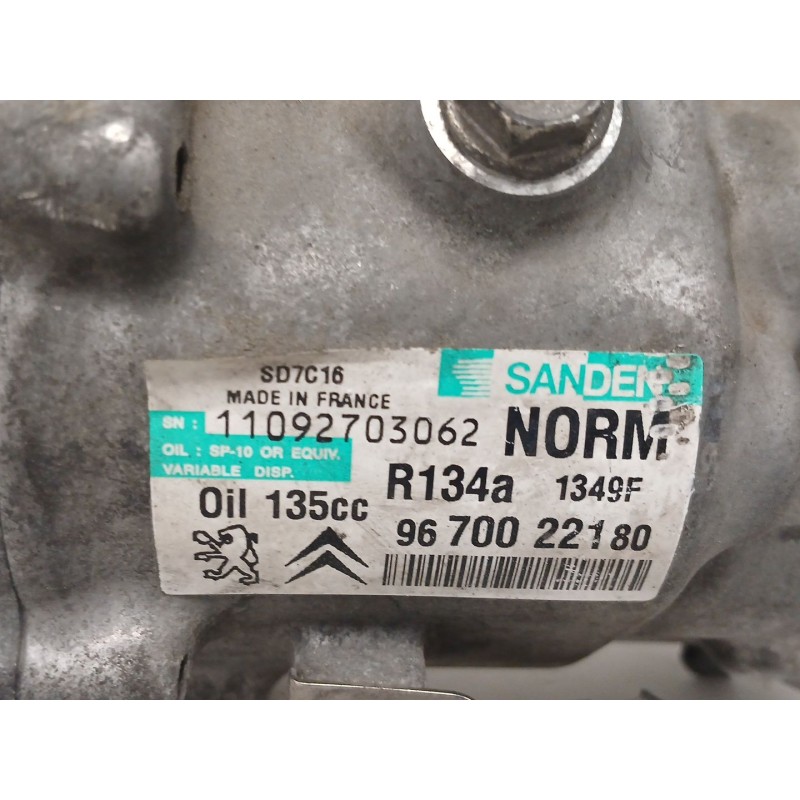 Recambio de compresor aire acondicionado para peugeot 407 (6d_) 1.6 hdi 110 (6d9hzc, 6d9hyc) referencia OEM IAM 9670022180  