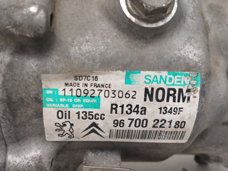 Recambio de compresor aire acondicionado para peugeot 407 (6d_) 1.6 hdi 110 (6d9hzc, 6d9hyc) referencia OEM IAM 9670022180  
