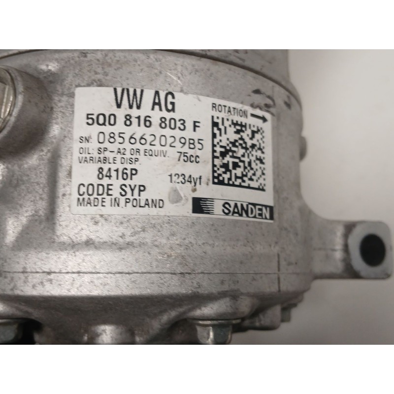 Recambio de compresor aire acondicionado para volkswagen golf vii variant (ba5, bv5) 1.6 tdi referencia OEM IAM 5Q0816803F 08566