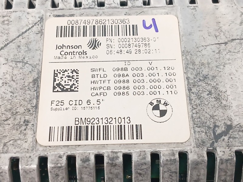 Recambio de pantalla multifuncion para bmw x3 (f25) xdrive 20 d referencia OEM IAM   