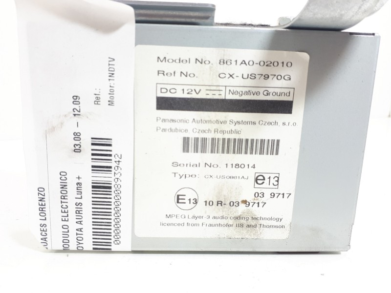 Recambio de modulo electronico para toyota auris luna+ referencia OEM IAM 861A002010 CXUS7970G 