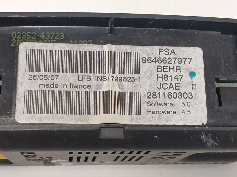Recambio de mando climatizador para peugeot 307 berlina (s2) xs referencia OEM IAM 9646627977  