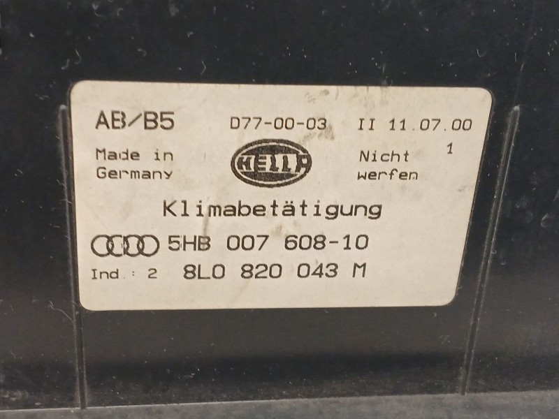 Recambio de mando climatizador para audi a3 (8l) 1.9 tdi ambition referencia OEM IAM 8L0820043M 5HB00760810 