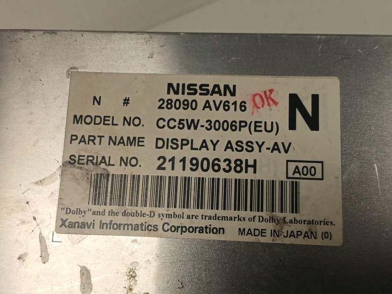 Recambio de pantalla multifuncion para nissan primera berlina (p12) acenta referencia OEM IAM 28090AV616  