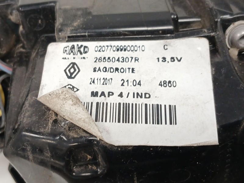 Recambio de piloto trasero derecho para renault clio iv (bh_) 0.9 tce 90 referencia OEM IAM 265504307R  