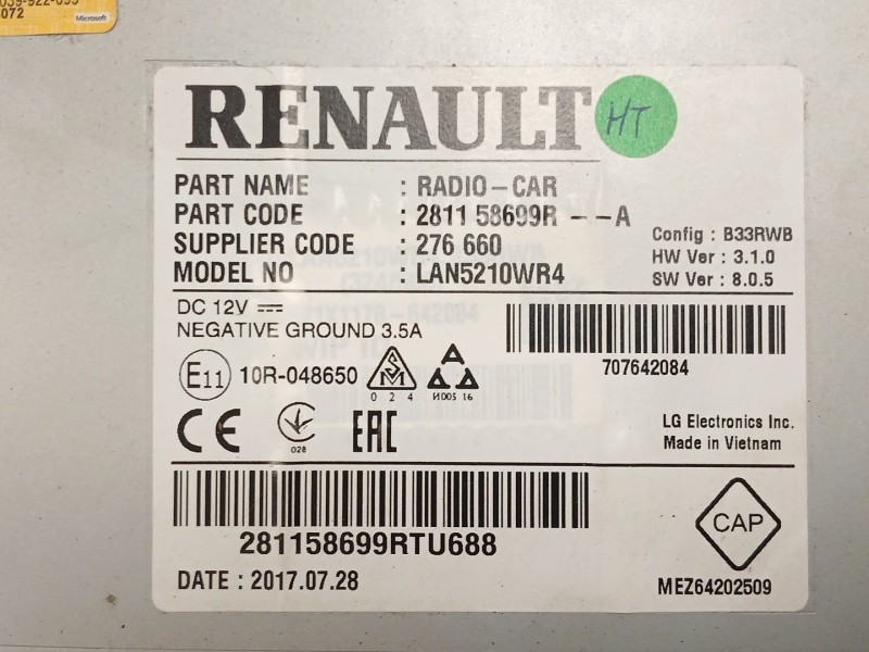 Recambio de sistema audio / radio cd para renault clio iv (bh_) 0.9 tce 90 referencia OEM IAM   