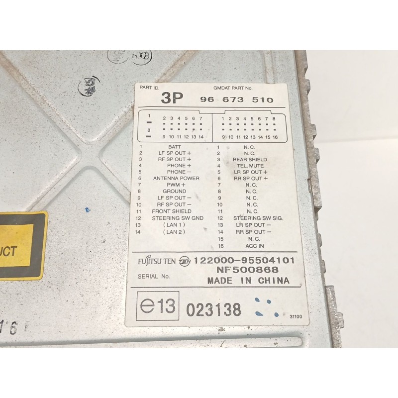 Recambio de sistema audio / radio cd para chevrolet captiva (c100, c140) 2.0 d 4wd referencia OEM IAM 96673510  