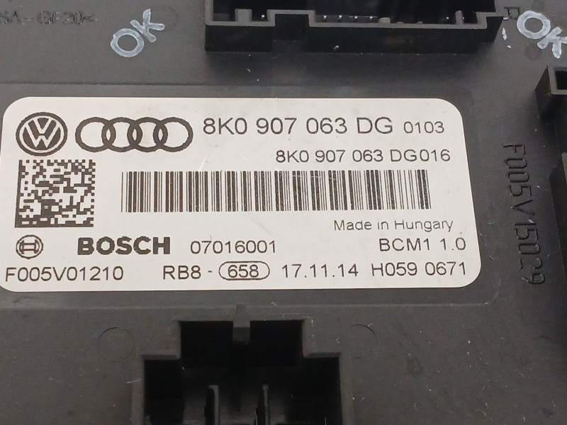 Recambio de modulo electronico para audi q5 (8rb) 2.0 tdi quattro referencia OEM IAM 8K0907063DG 07016001 BCM110