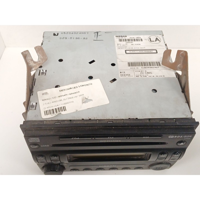 Recambio de sistema audio / radio cd para nissan navara pick-up (d40m) 2.5 dci diesel cat referencia OEM IAM 28185EB400  