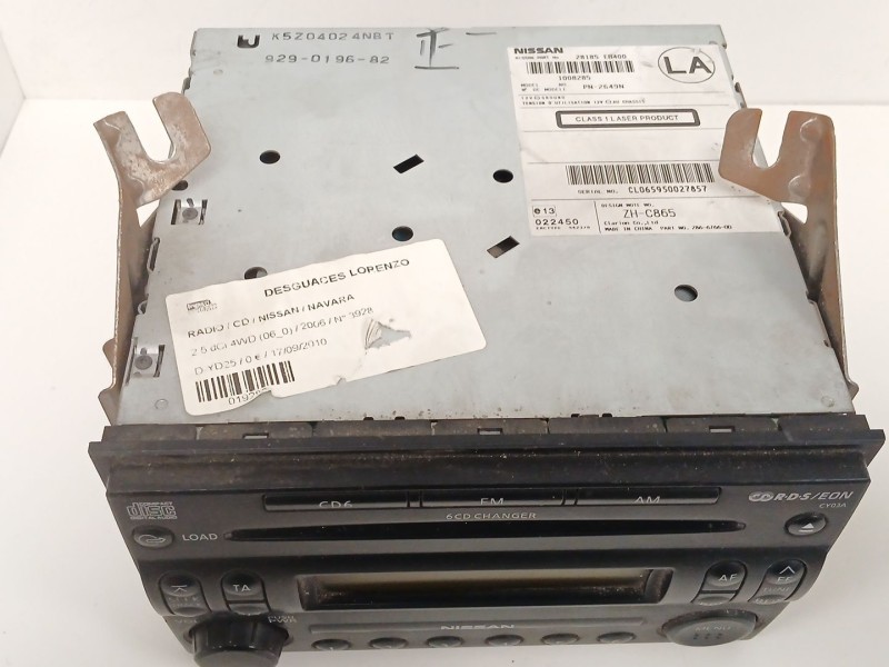 Recambio de sistema audio / radio cd para nissan navara pick-up (d40m) 2.5 dci diesel cat referencia OEM IAM 28185EB400  