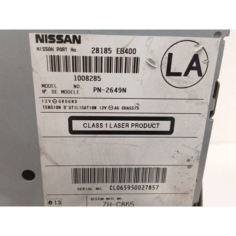 Recambio de sistema audio / radio cd para nissan navara pick-up (d40m) 2.5 dci diesel cat referencia OEM IAM 28185EB400  