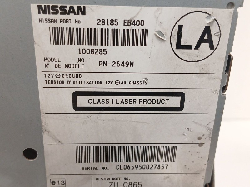 Recambio de sistema audio / radio cd para nissan navara pick-up (d40m) 2.5 dci diesel cat referencia OEM IAM 28185EB400  