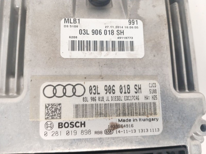 Recambio de centralita motor uce para audi q5 (8rb) 2.0 tdi quattro referencia OEM IAM 03L906018SH 0281019898 EDC17C46