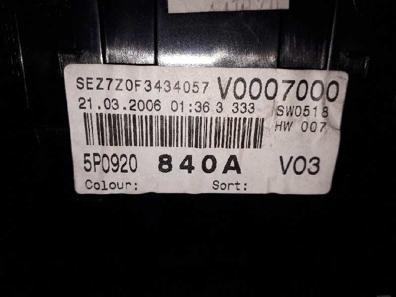 Recambio de cuadro instrumentos para seat altea (5p1) stylance / style referencia OEM IAM 5P0920840A V0007000 1100802810006