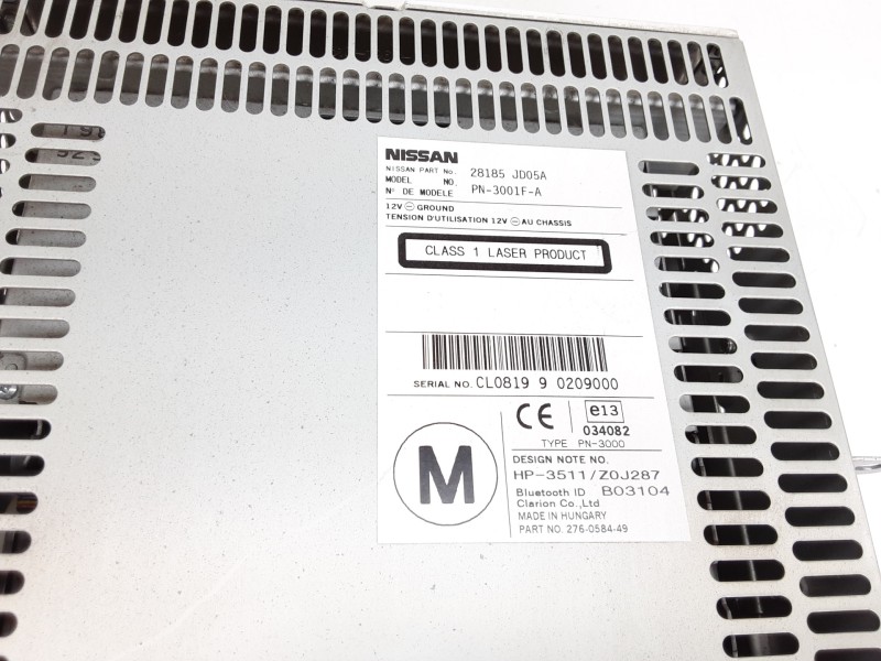 Recambio de sistema audio / radio cd para nissan qashqai (j10) acenta referencia OEM IAM 28185JD05A  