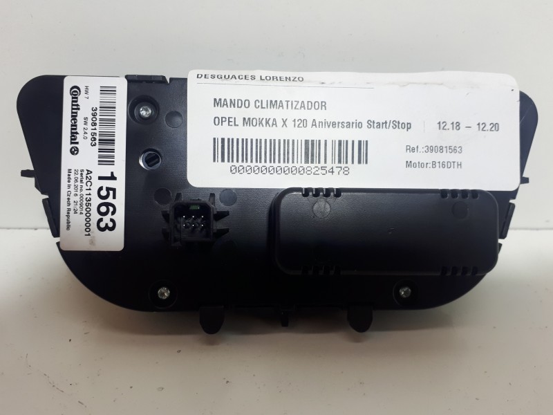 Recambio de mando climatizador para opel mokka x 120 aniversario start/stop referencia OEM IAM 39081563 A0C1135000001 